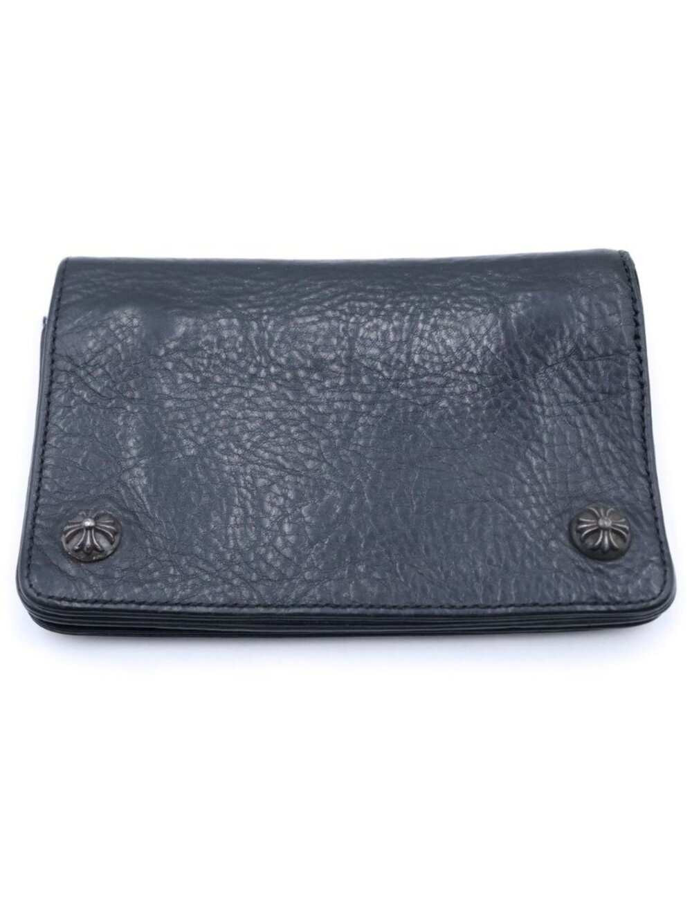 Chrome Hearts Cross Ball Button Leather Wallet Black